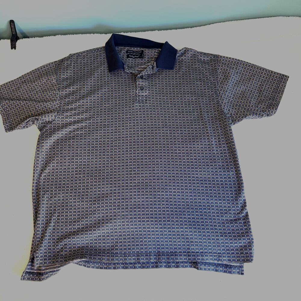 Vintage Sedgefield Double Mercerized Cotton Polo Shirt Mens Large Geometric Knit